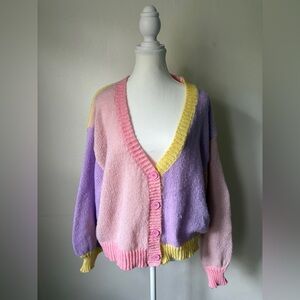 SHEIN Pastel Colorblock Cardigan